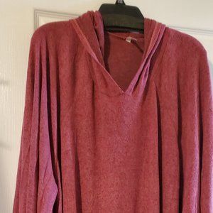 Burgandy Hooded Poncho